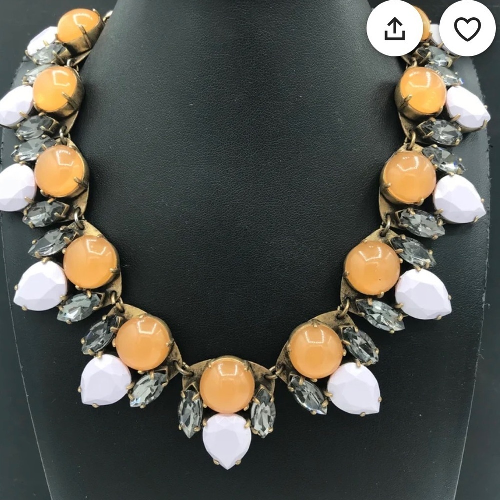 Vintage J. Crew Orange and Lavender Necklace with Black Accents